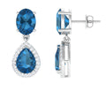 4.5 CT London Blue Topaz and Diamond Dangle Drop Earrings