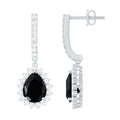 Black Onyx and Moissanite Bridal Teardrop Earrings