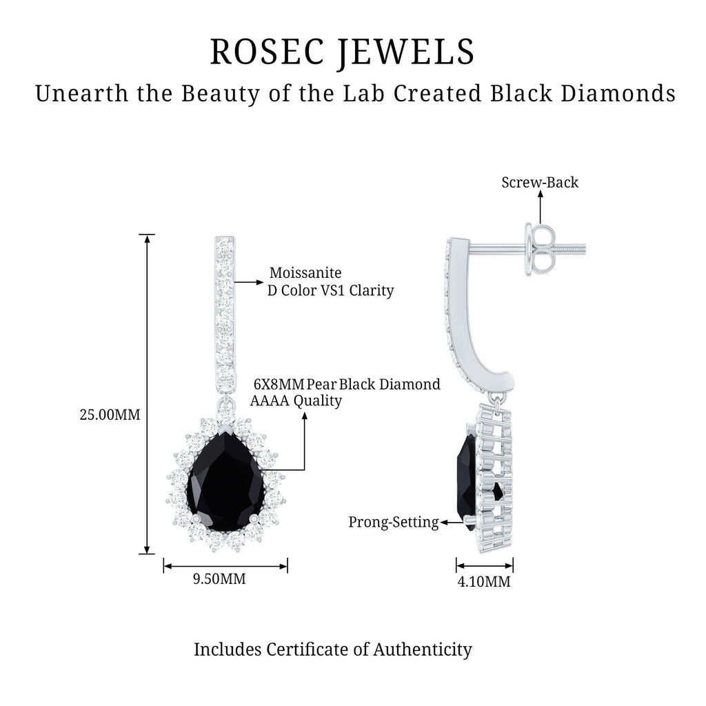Lab Created Black Diamond Teardrop Hoop Earrings