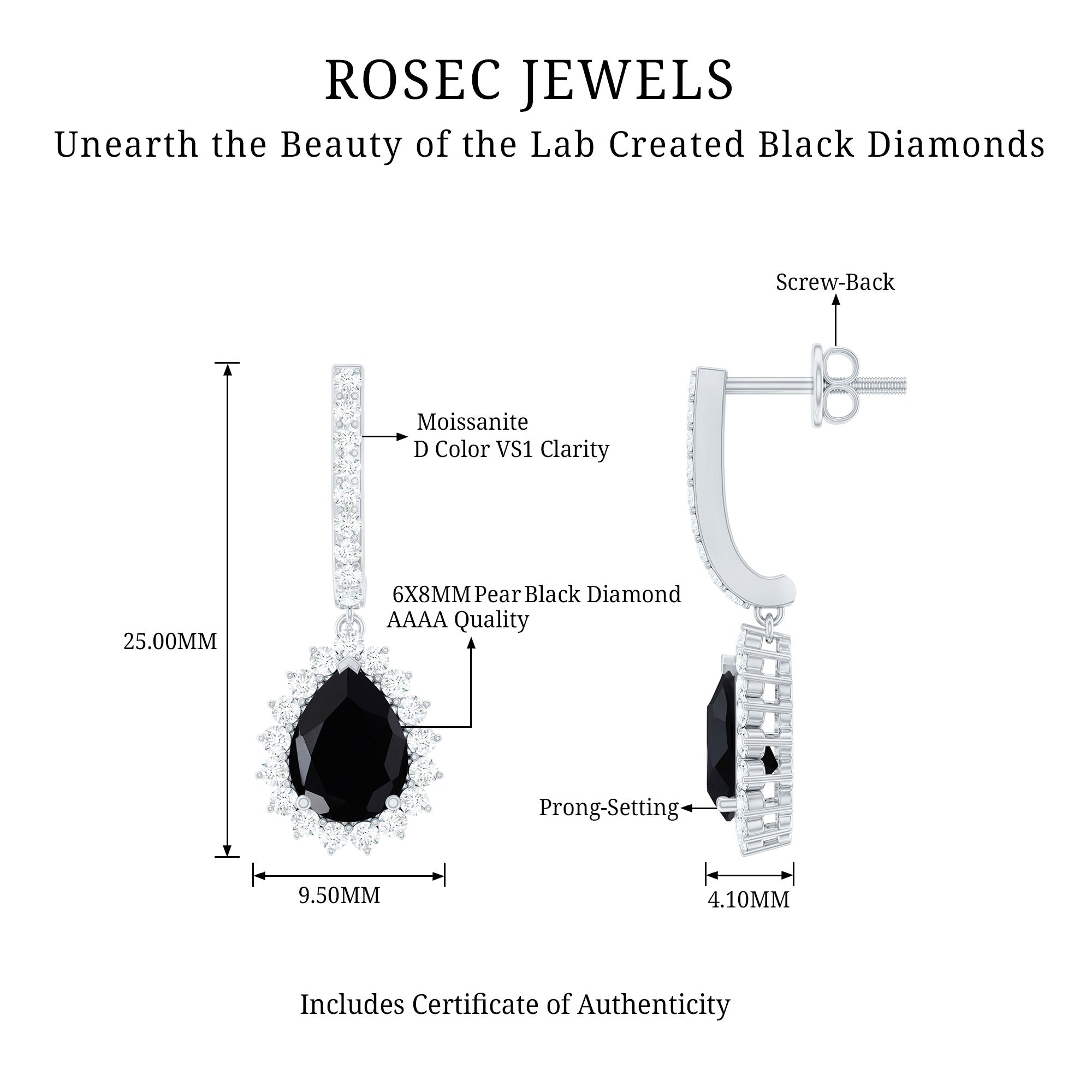 Lab Created Black Diamond Teardrop Hoop Earrings