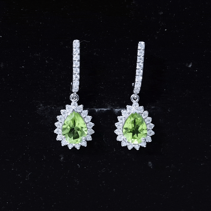 Peridot and Moissanite Bridal Teardrop Earrings