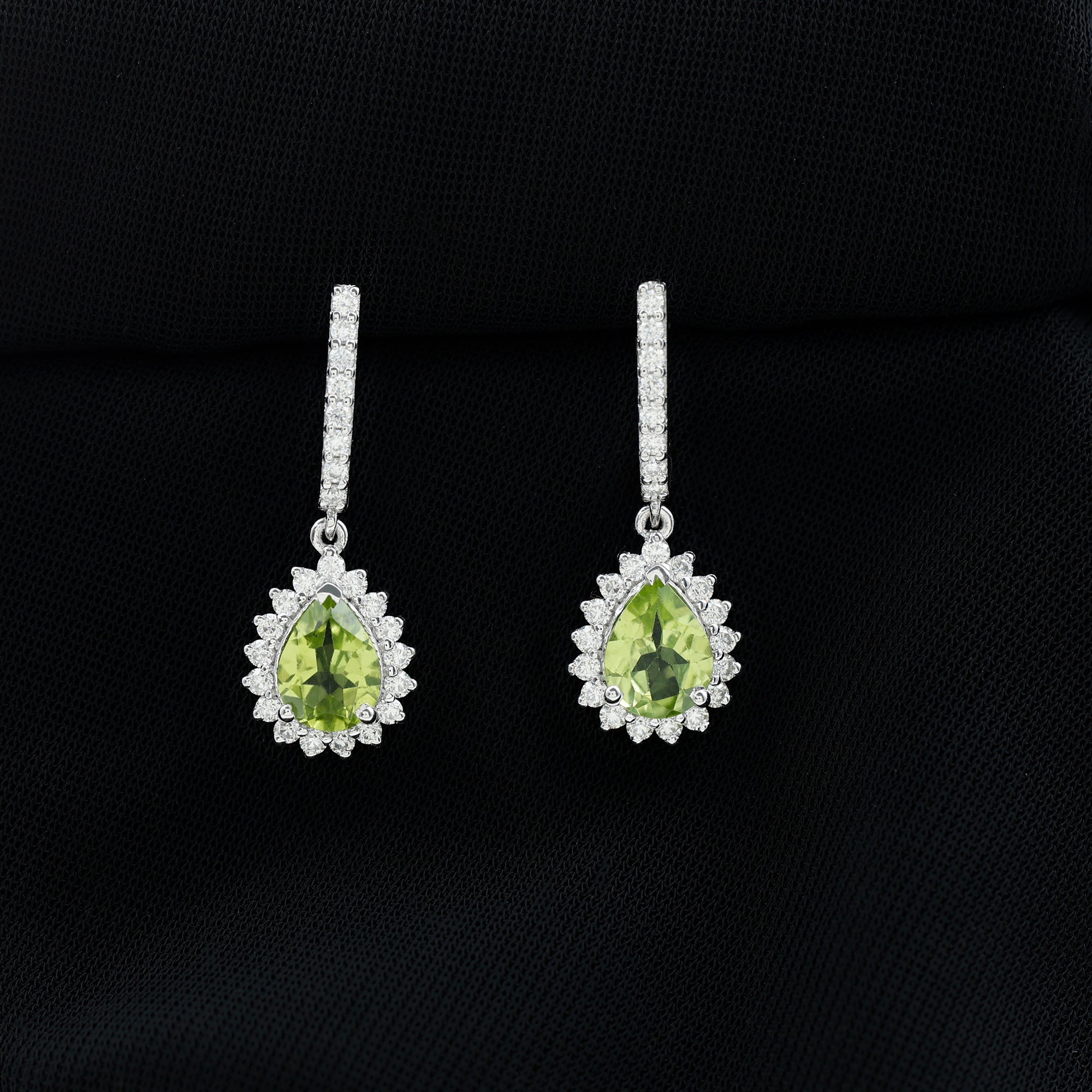 Peridot and Moissanite Bridal Teardrop Earrings