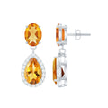 Natural 4.2 Carat Citrine and Diamond Teardrop Earrings