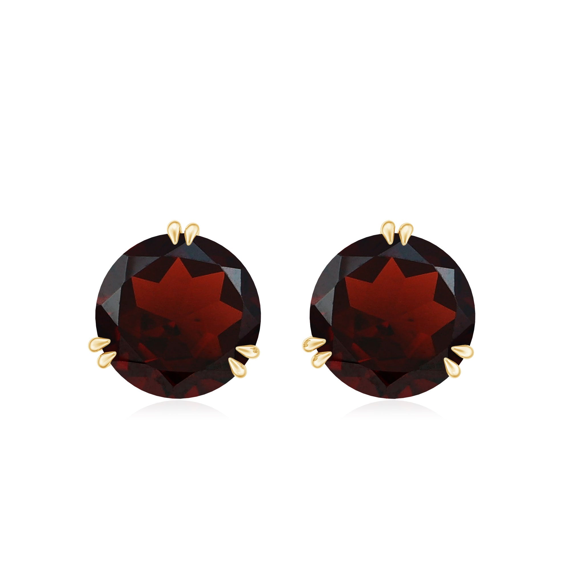 8 MM Garnet Solitaire Stud Earrings in Double Prong Setting