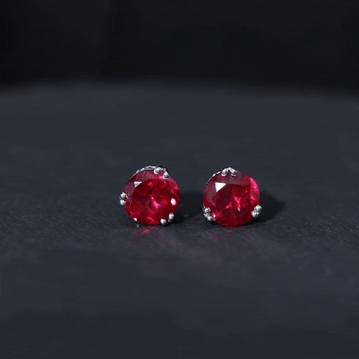 8MM Lab Created Ruby Solitaire Stud Earrings for Women