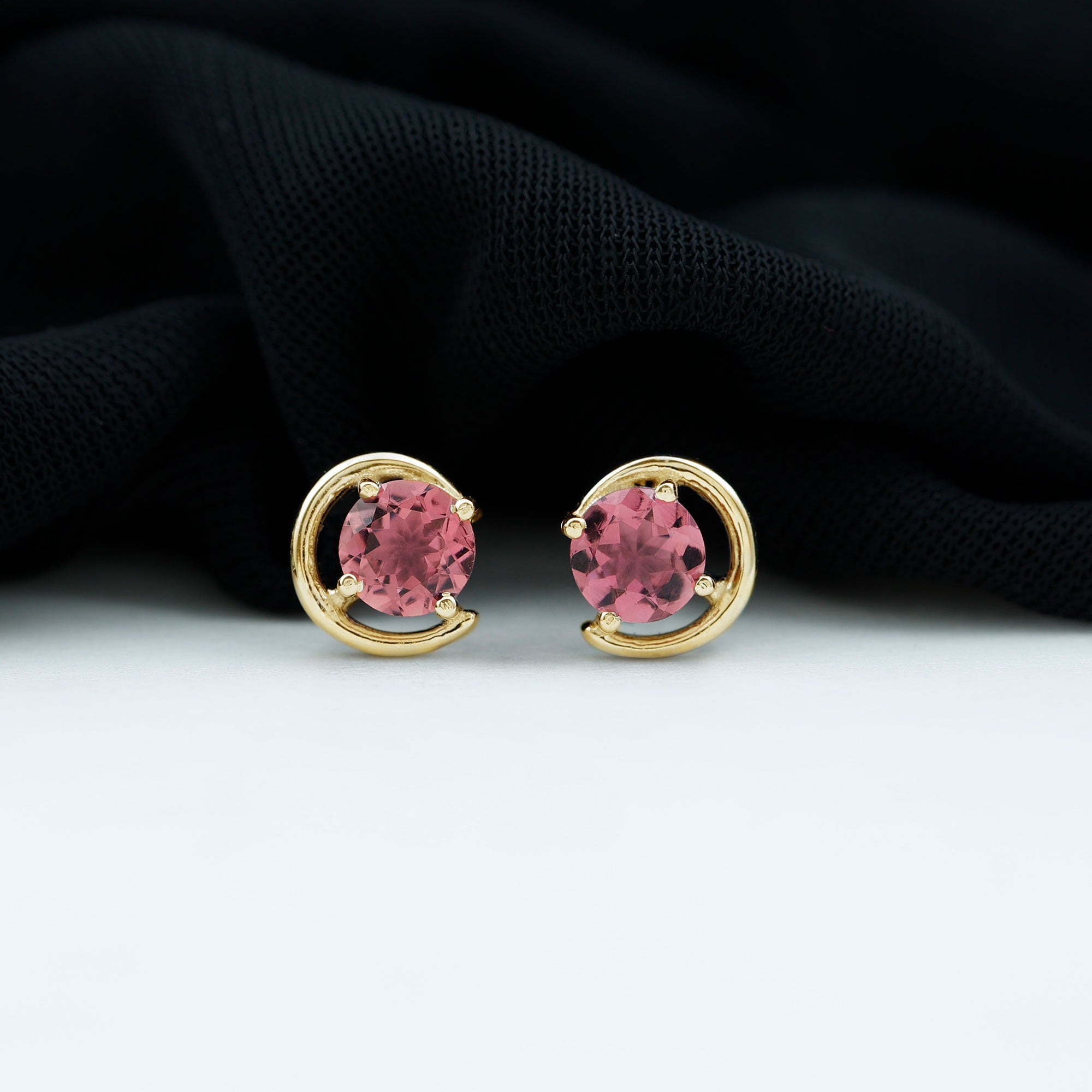 Genuine 1 Carat Pink Tourmaline Solitaire Stud Earrings