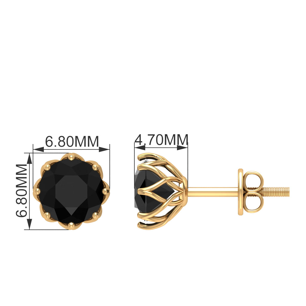 Solitaire 6MM Lab Created Black Diamond Stud Earrings in Decorative Setting