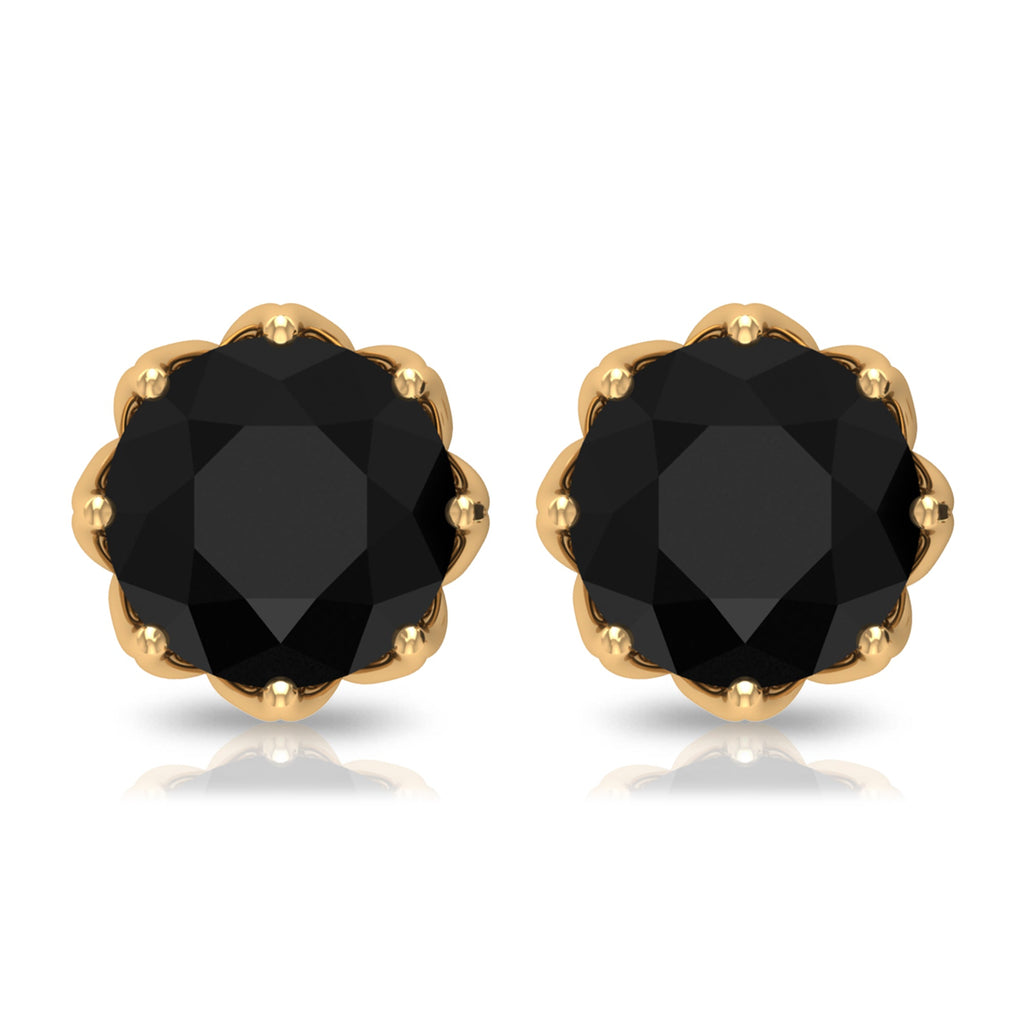 Solitaire 6MM Lab Created Black Diamond Stud Earrings in Decorative Setting