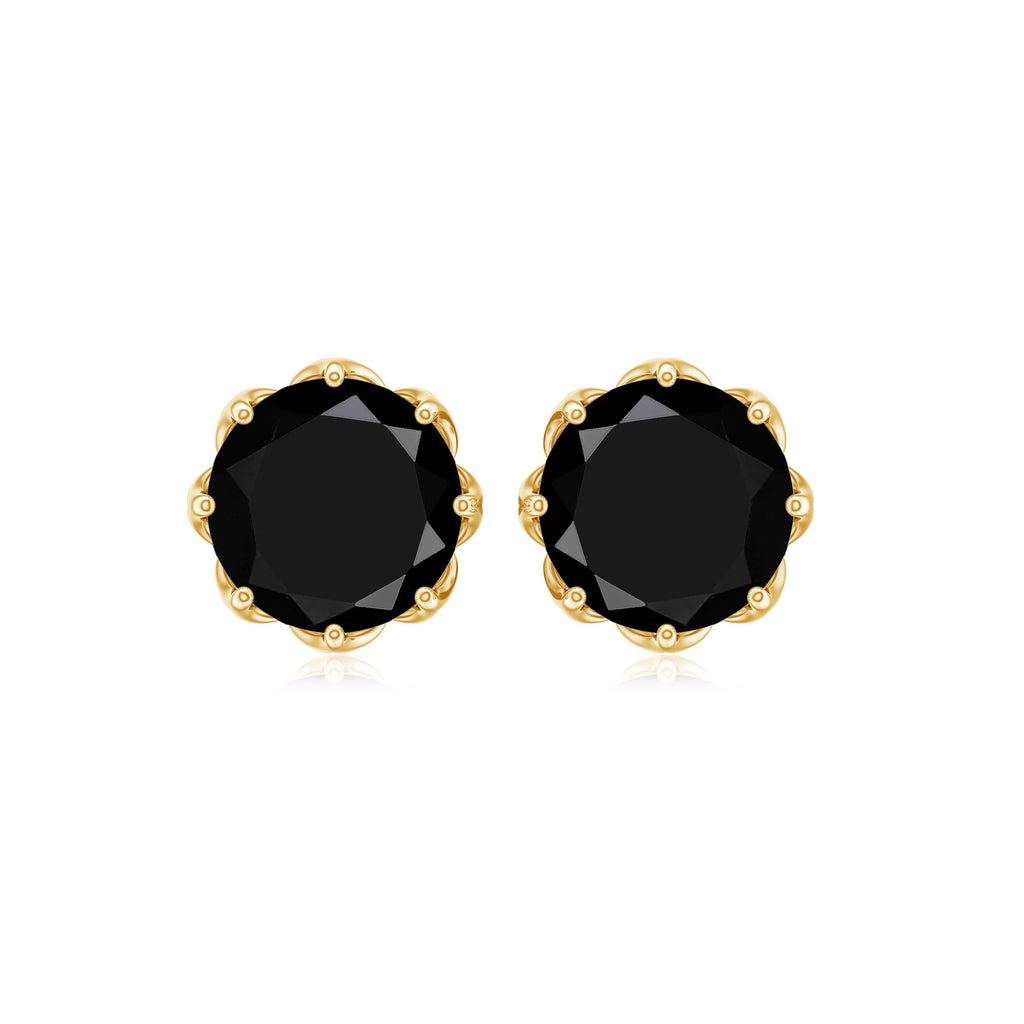 Natural 7mm Black Onyx Earrings with Screw Back
