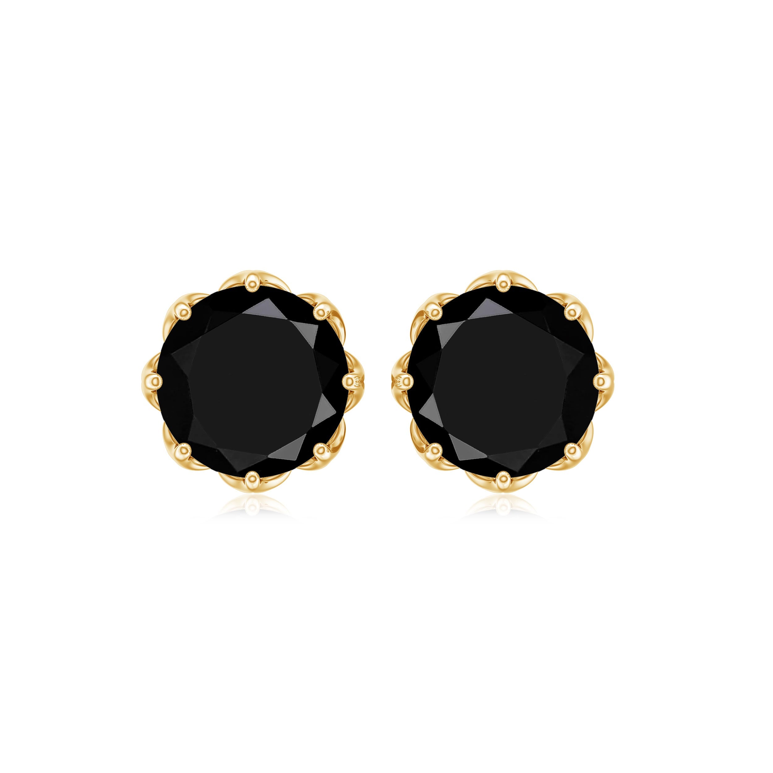 Natural 7mm Black Onyx Earrings with Screw Back