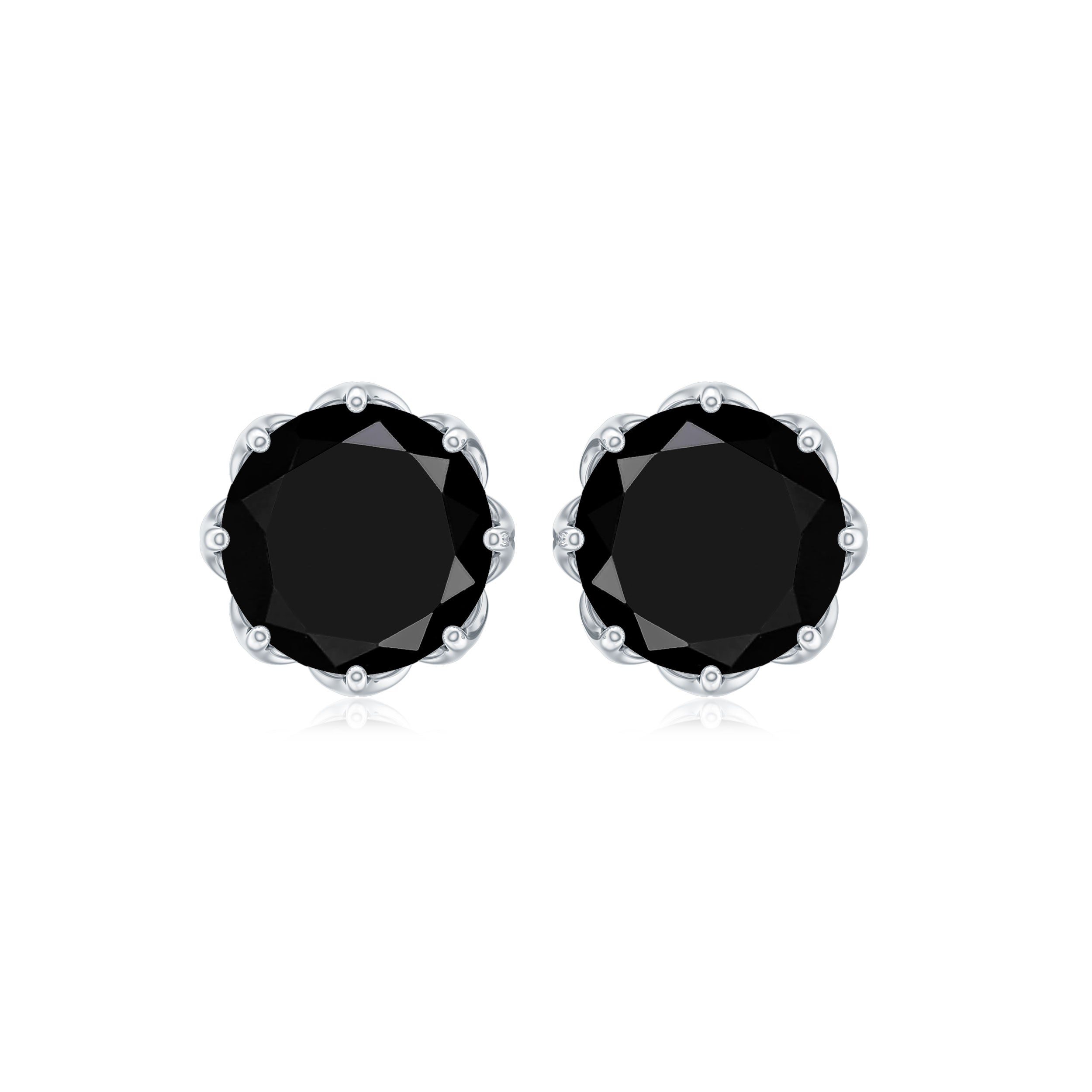 Genuine 7mm Black Spinel Stud Earrings with Screw Back