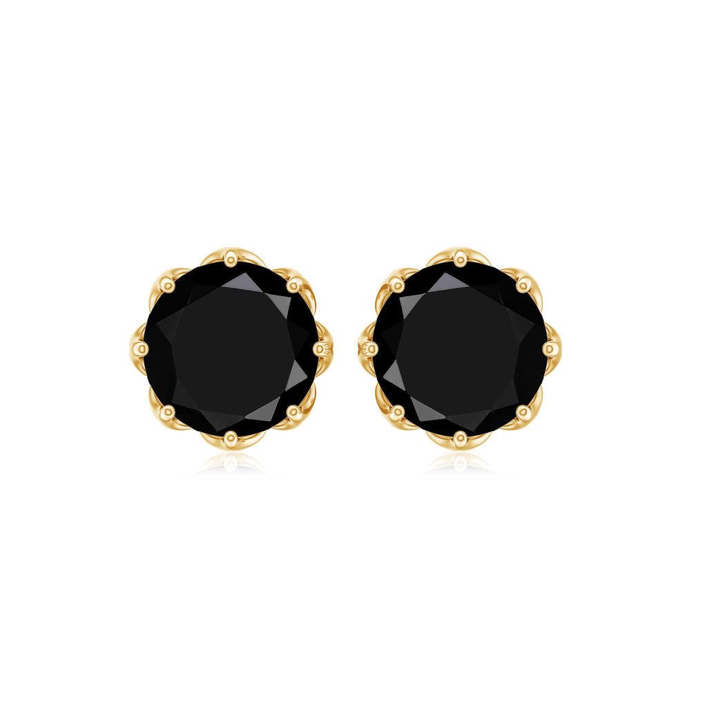 Genuine 7mm Black Spinel Stud Earrings with Screw Back