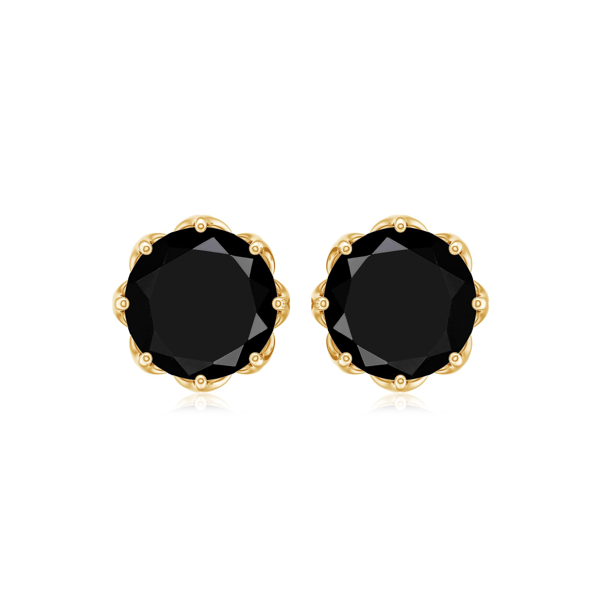 Genuine 7mm Black Spinel Stud Earrings with Screw Back