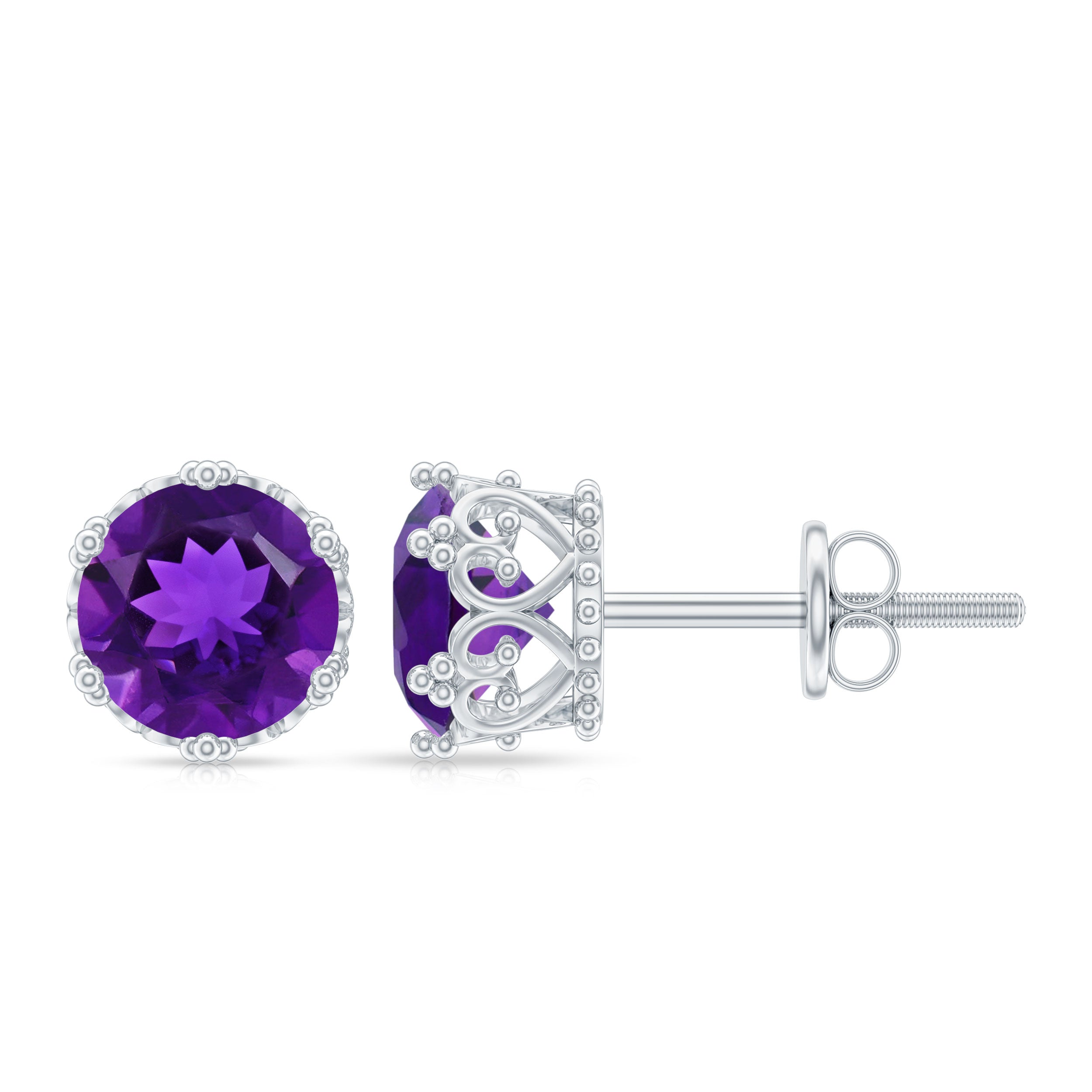 Genuine Amethyst Stud Earrings with Certificate