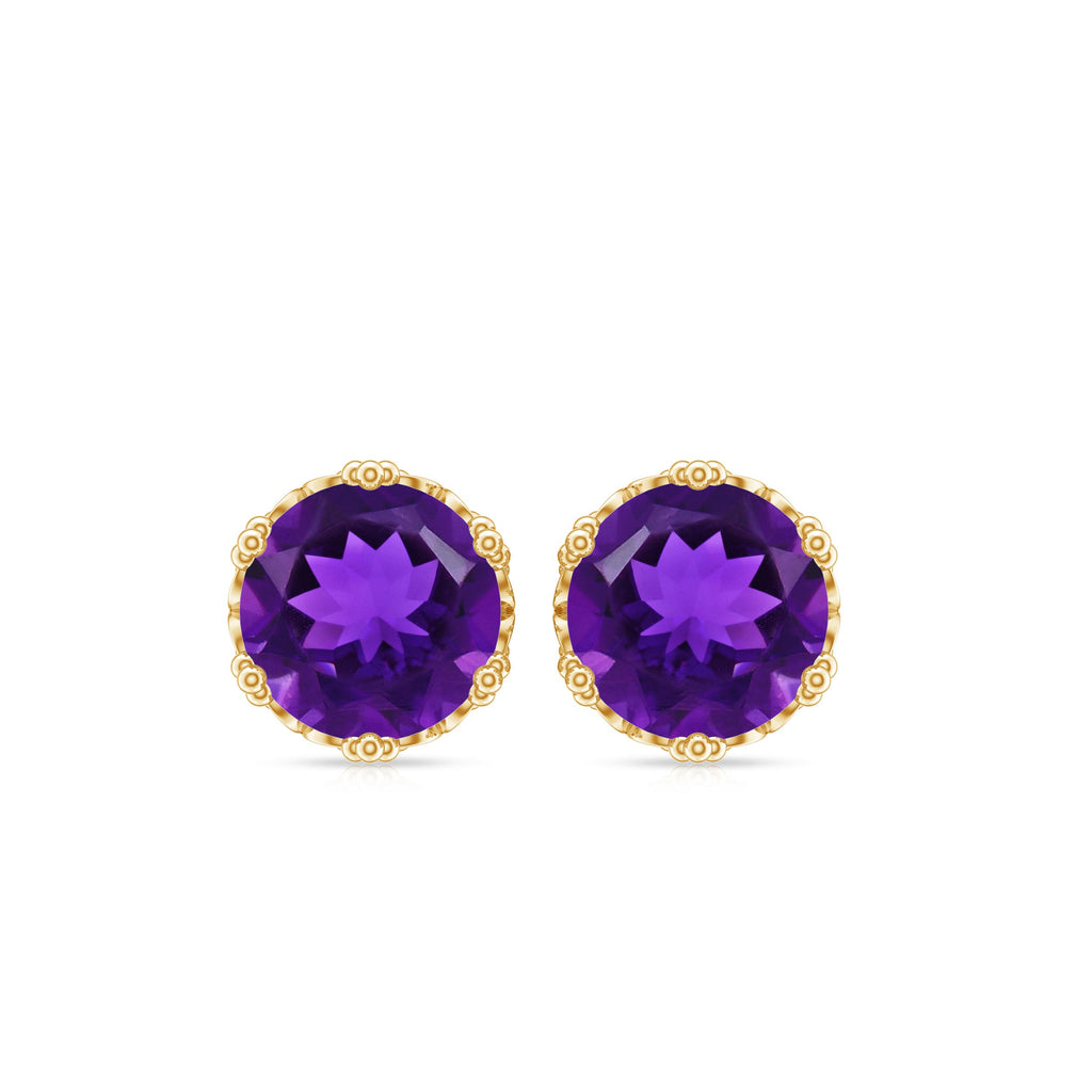 Genuine Amethyst Stud Earrings with Certificate