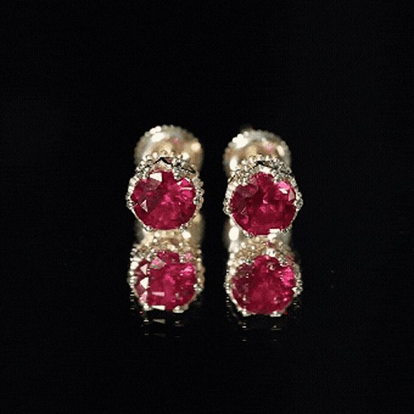 2 CT Lab Created Ruby Solitaire Stud Earring in Crown Setting