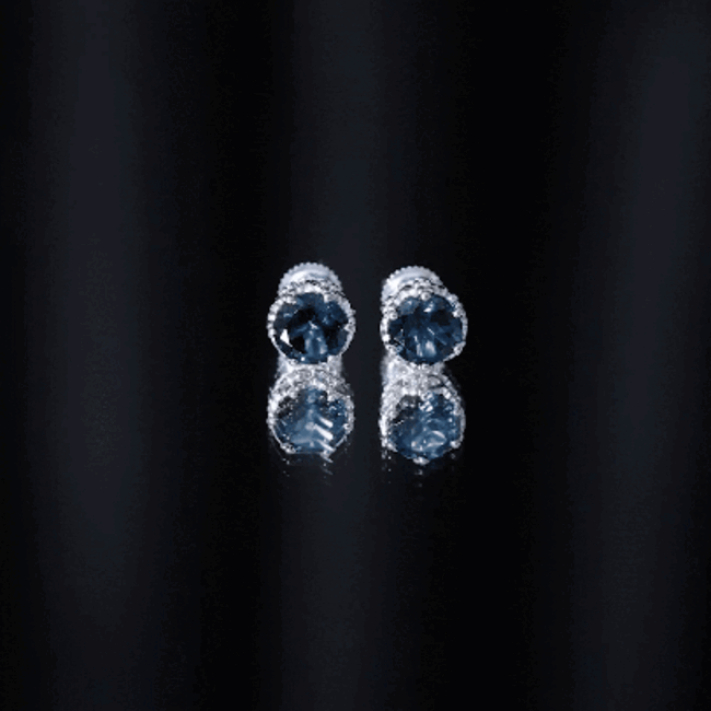 6 MM London Blue Topaz Solitaire Crown Stud Earrings