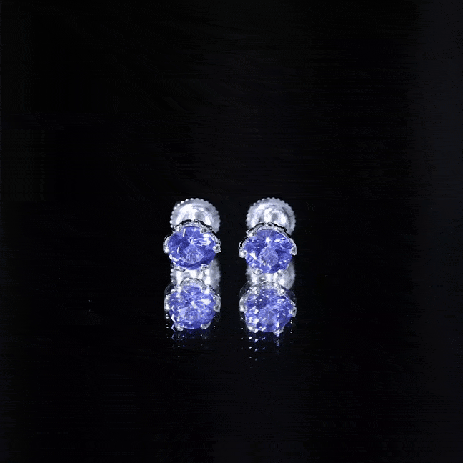 6 MM Round Cut Tanzanite Solitaire Stud Earrings for Women