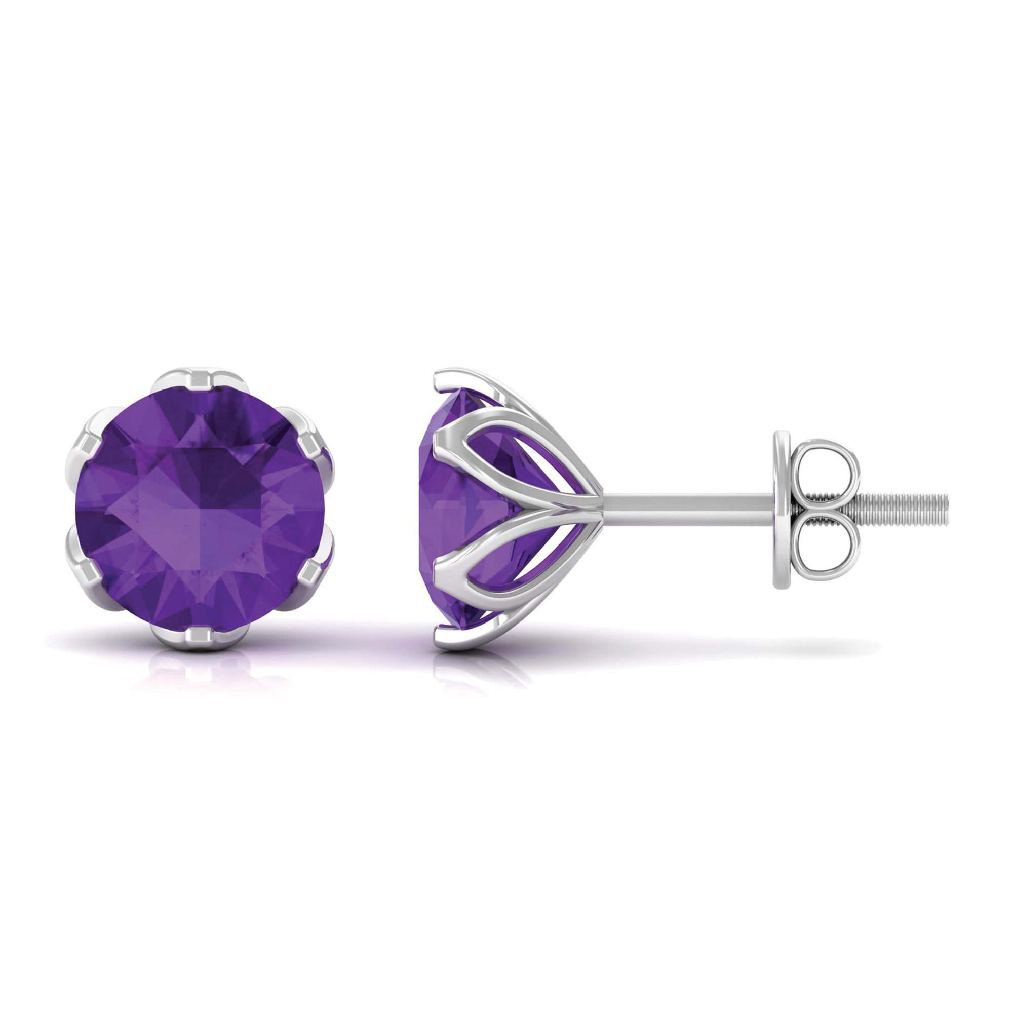 1.50 CT Martini Set Amethyst Solitaire Stud Earrings For Women
