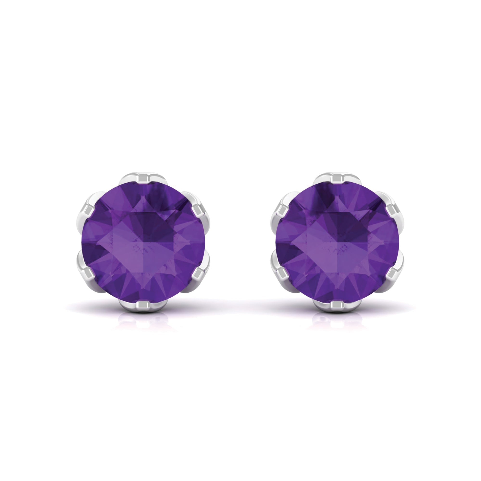 1.50 CT Martini Set Amethyst Solitaire Stud Earrings For Women