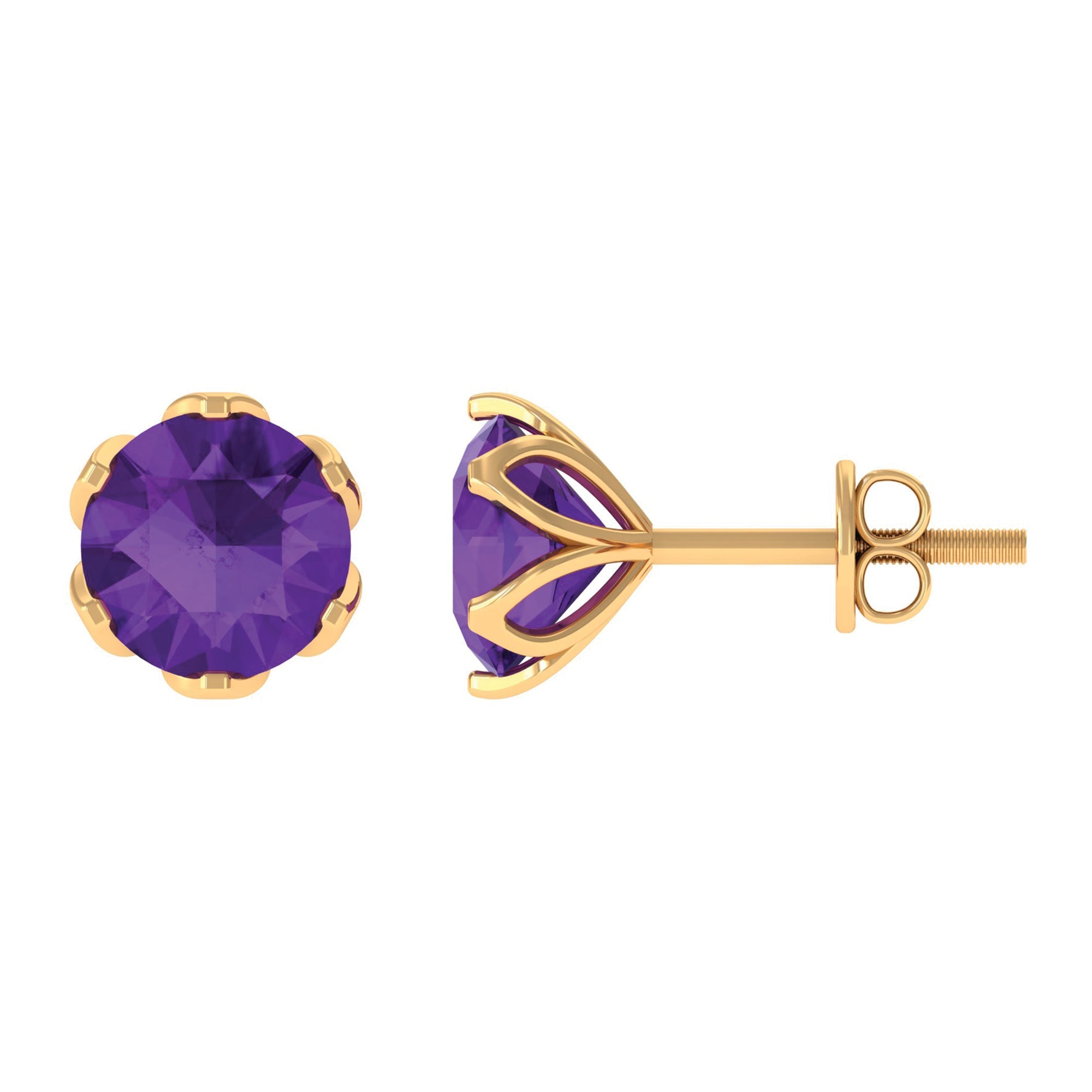 1.50 CT Martini Set Amethyst Solitaire Stud Earrings For Women