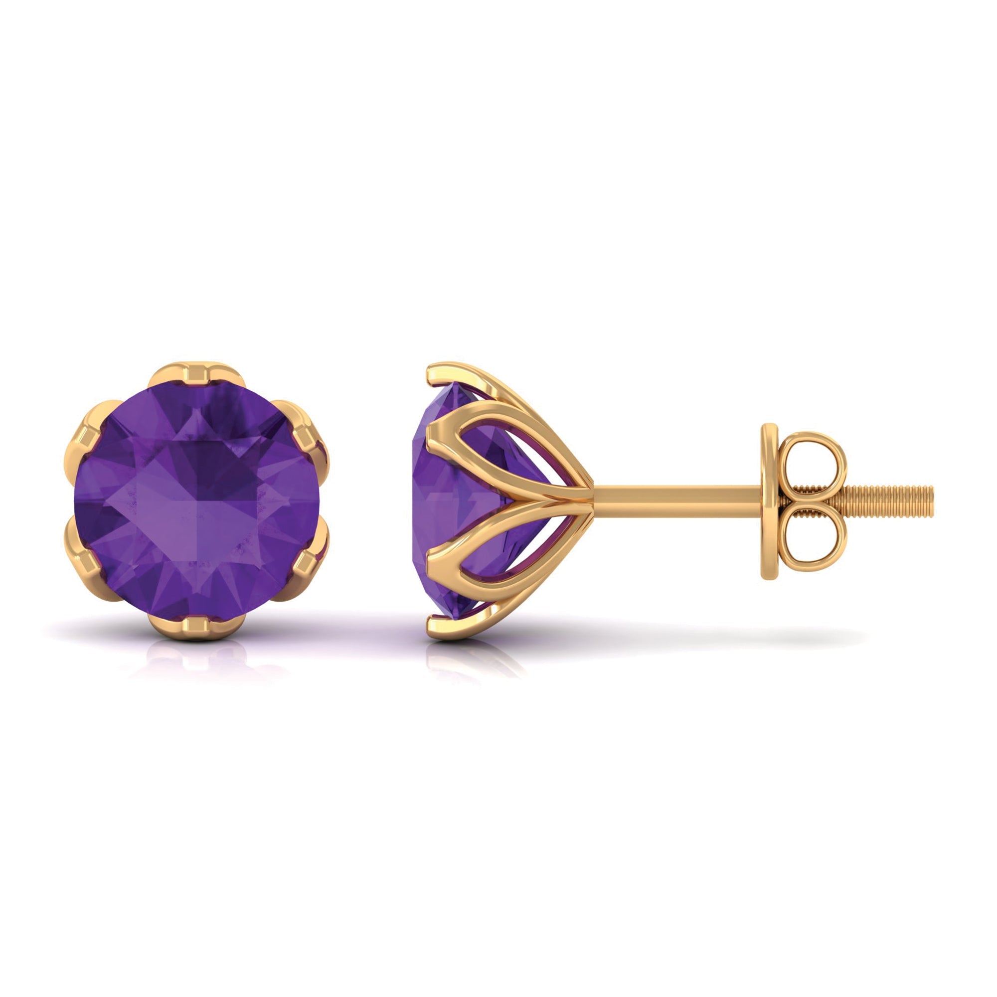 1.50 CT Martini Set Amethyst Solitaire Stud Earrings For Women