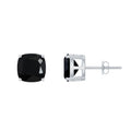 8MM Cushion Cut Created Black Diamond Stud Earrings