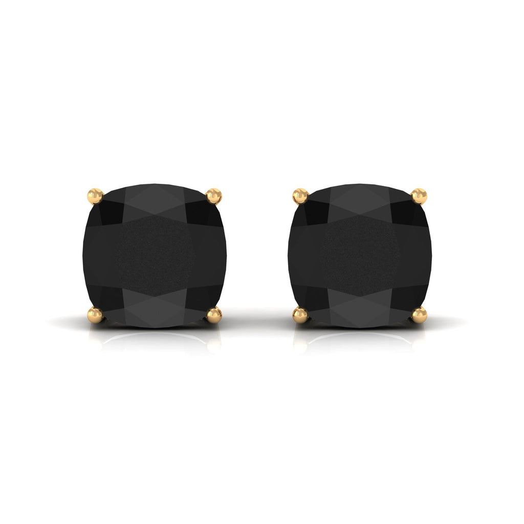 Natural 8mm Cushion Cut Black Onyx Earrings with Screw Back