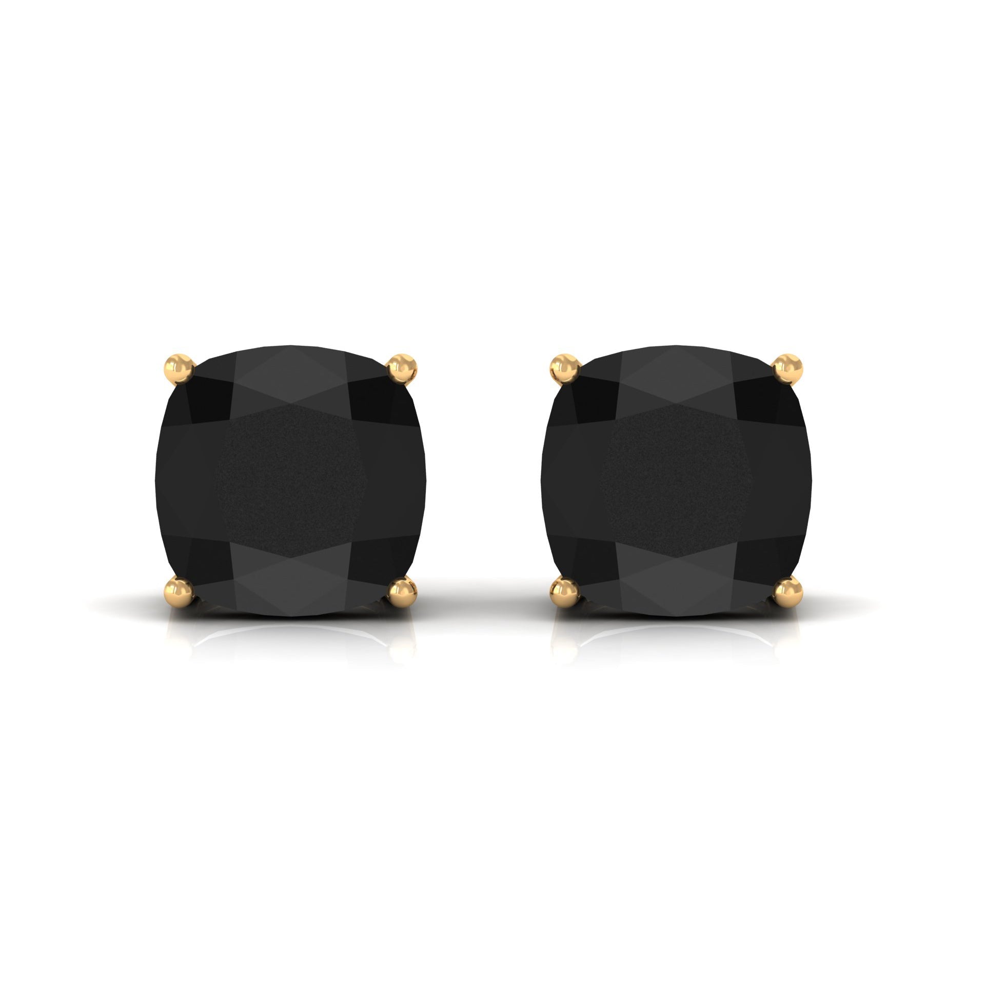 Natural 8mm Cushion Cut Black Onyx Earrings with Screw Back