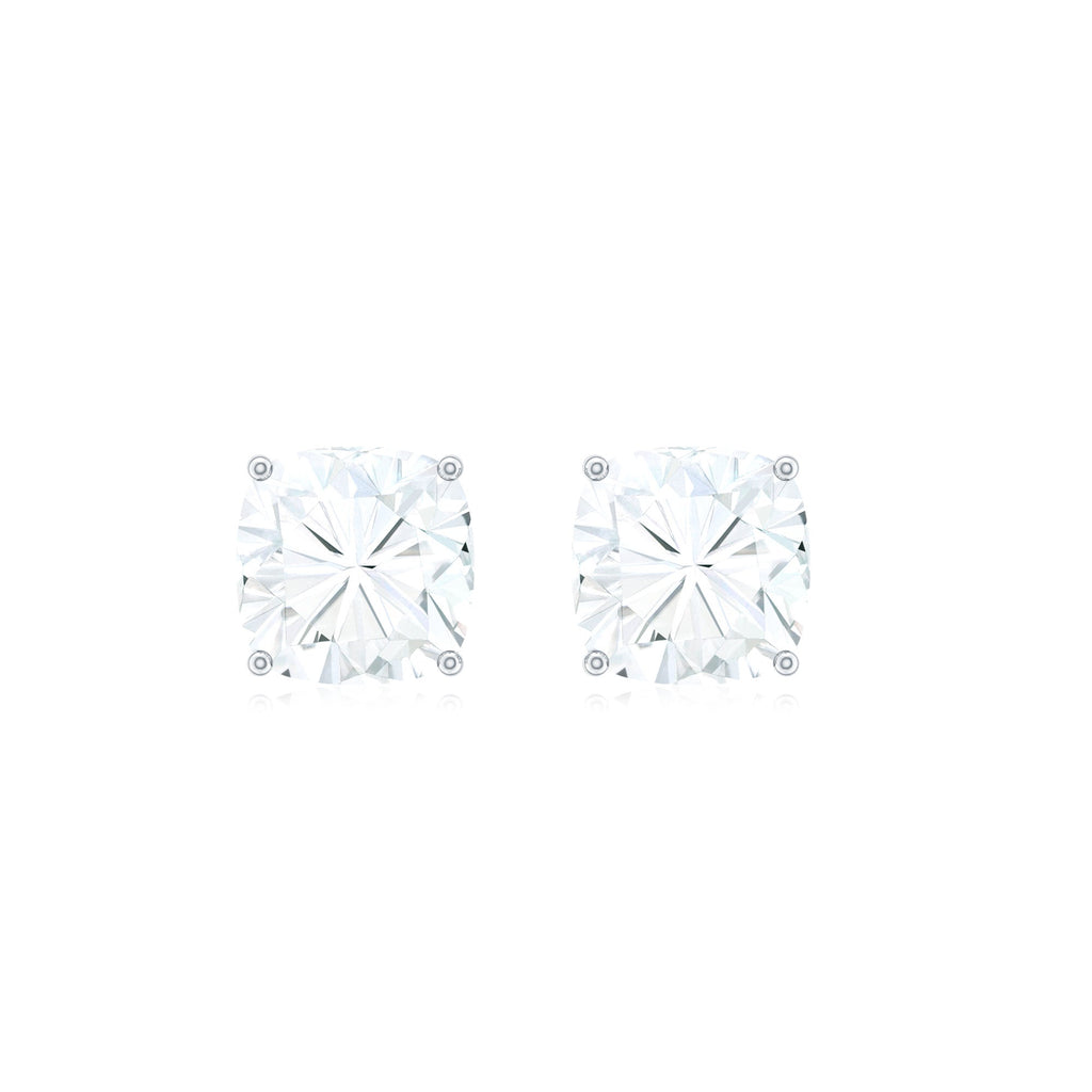Certified 6 Carat Cushion Cut Moissanite Stud Earrings