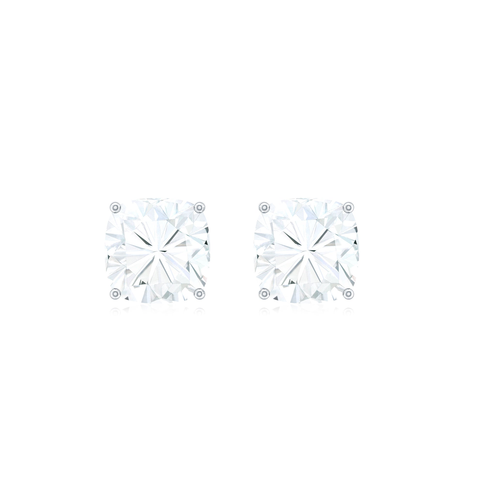 Certified 6 Carat Cushion Cut Moissanite Stud Earrings