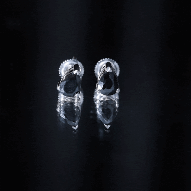 Pear Shape Black Onyx Simple Solitaire Stud Earrings