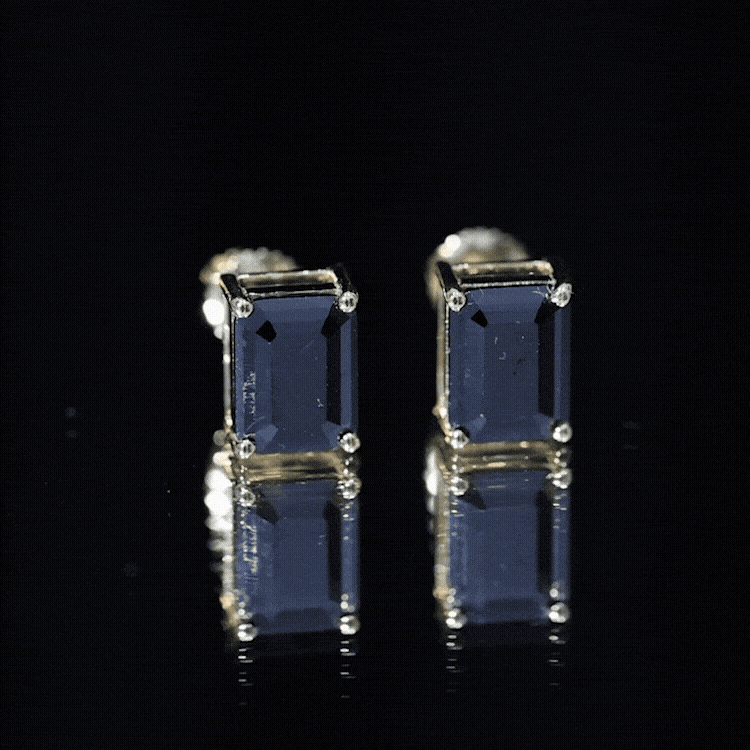 Octagon Shape Created Black Diamond Solitaire Stud Earrings