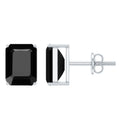 Octagon Shape Created Black Diamond Solitaire Stud Earrings