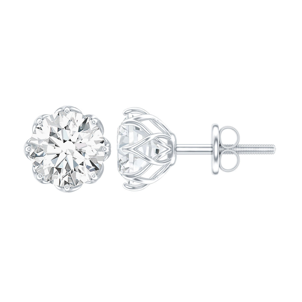 Brilliant Cut 1.90 Carat Moissanite Stud Earrings in Decorative Setting
