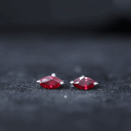 1.5 Carat Marquise Cut Lab Grown Ruby Stud Earrings