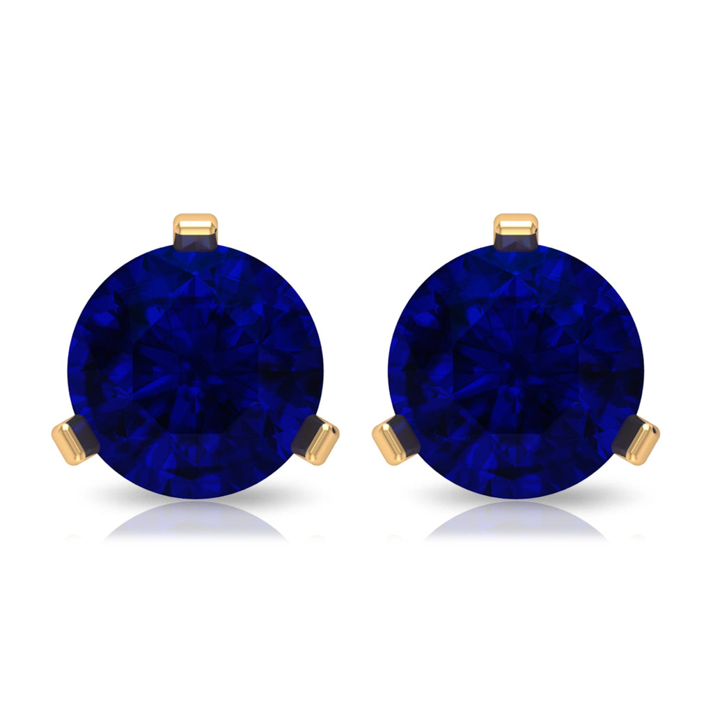 Blue Sapphire Solitaire Stud Earrings