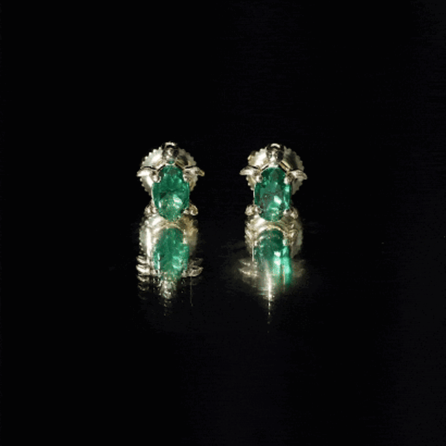 4X6 MM Lab Created Emerald Cute Turtle Stud Earrings