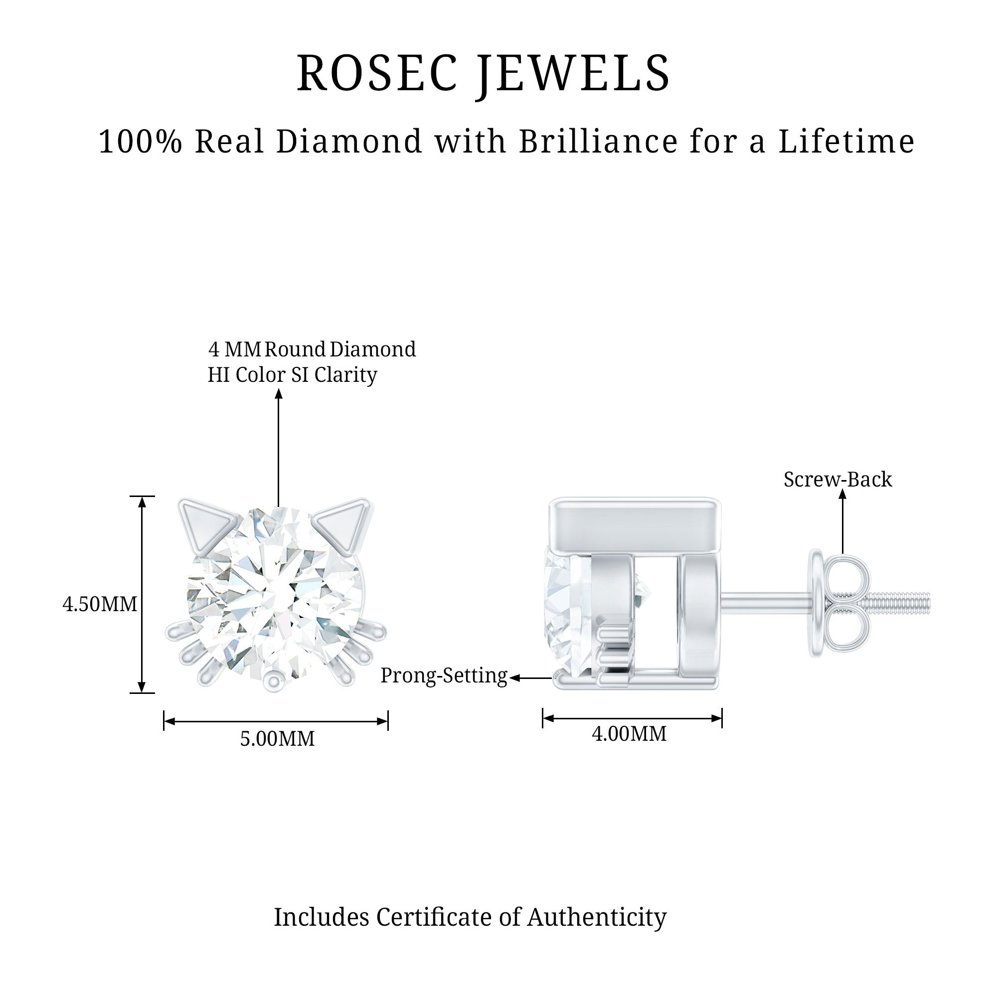 Natural Diamond Cat Stud Earrings