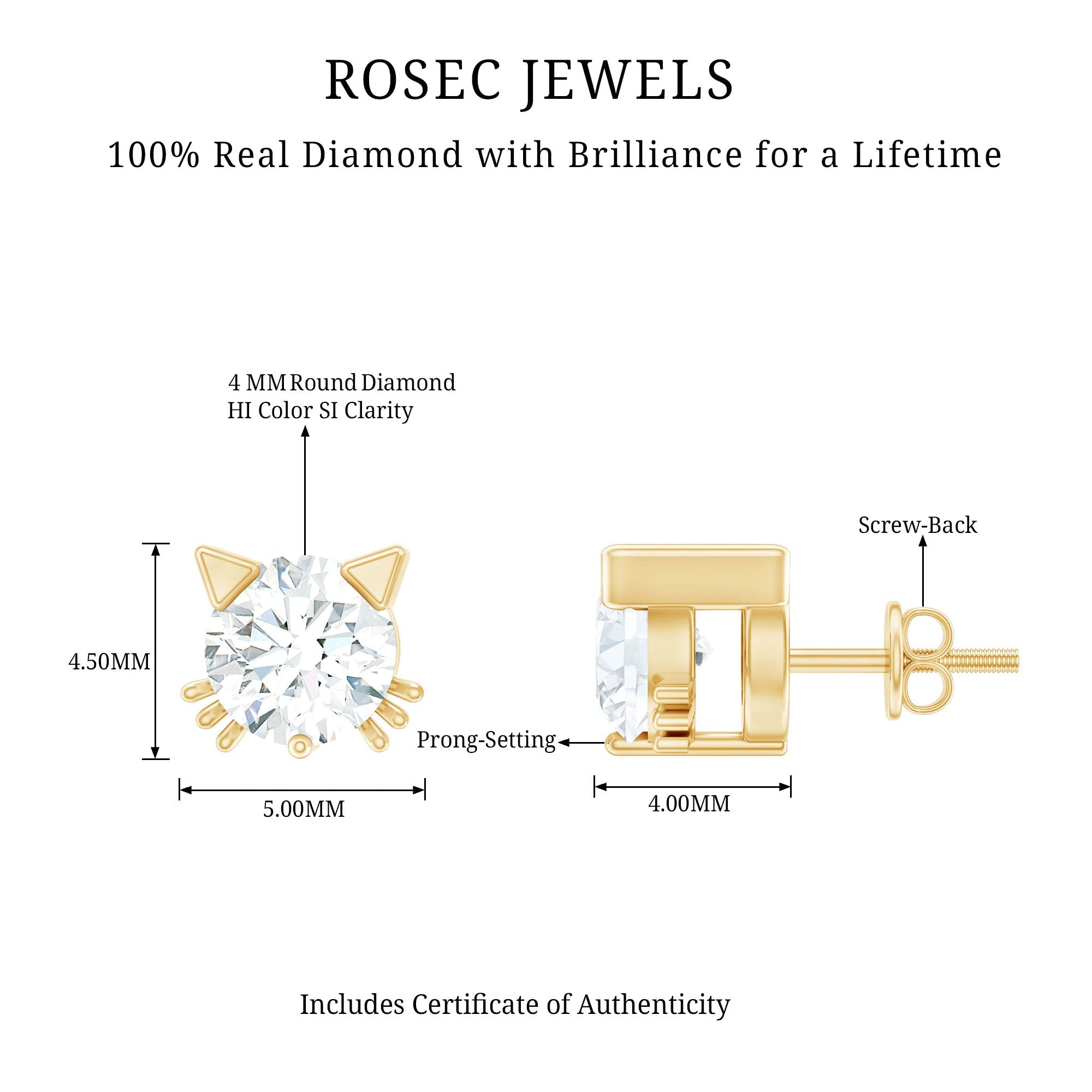 Natural Diamond Cat Stud Earrings