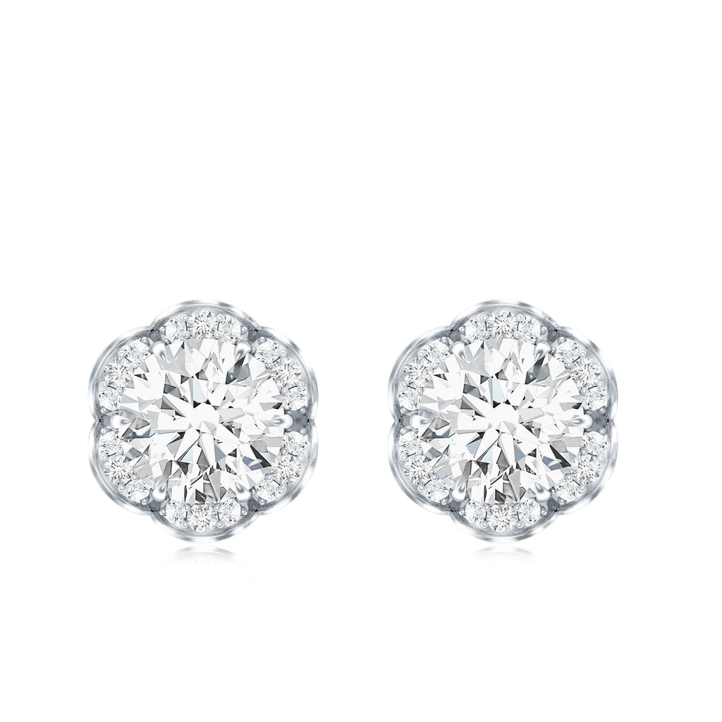 Certified 2 Carat Moissanite Flower Stud Earrings
