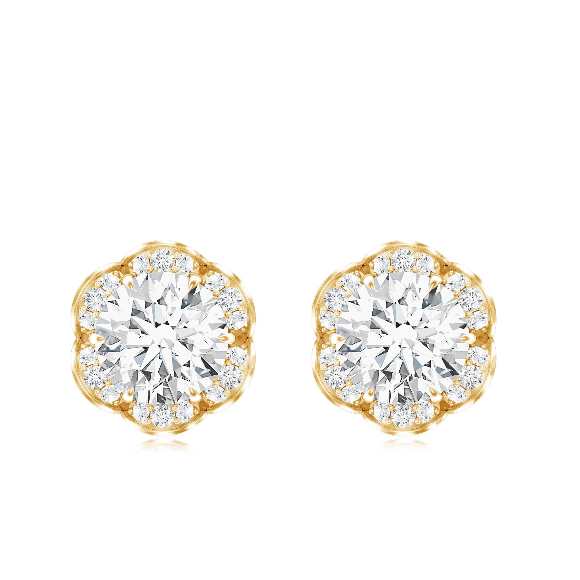 Certified 2 Carat Moissanite Flower Stud Earrings