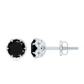 1 Carat Black Spinel Stud Earrings with Diamond Accent