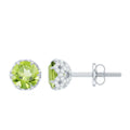 Designer 1 Carat Peridot Stud Earrings with Diamond