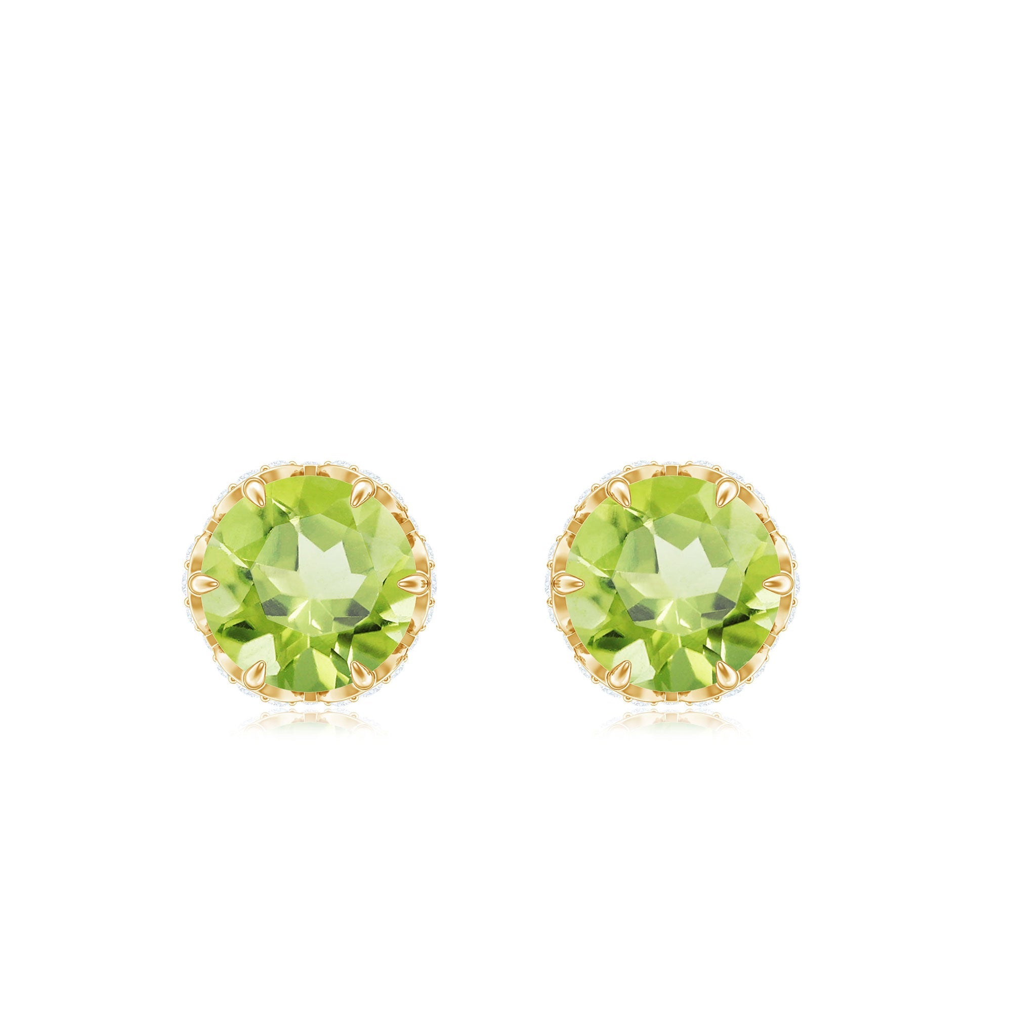 Designer 1 Carat Peridot Stud Earrings with Diamond