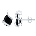 1.25 CT Natural Black Spinel Teardrop Stud Earrings with Diamond