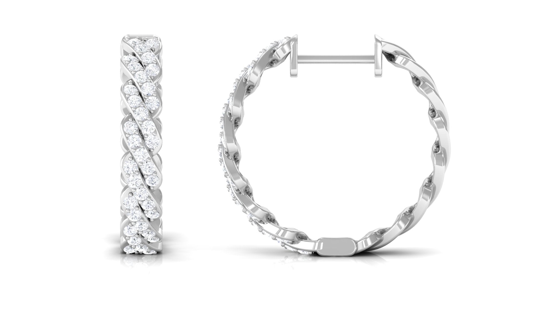 Natural Diamond Twisted Hoop Earrings with Certificate