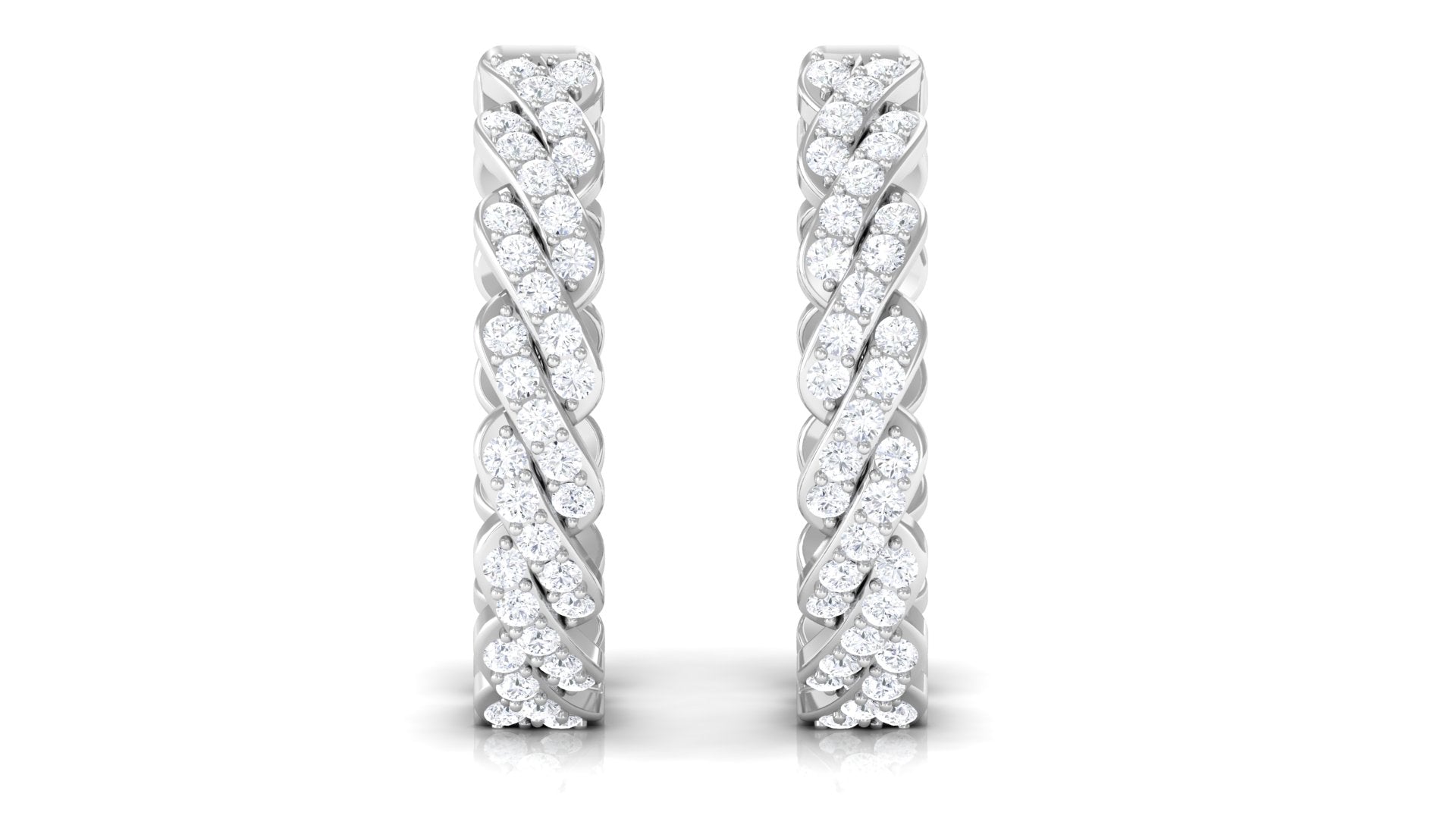 Natural Diamond Twisted Hoop Earrings with Certificate