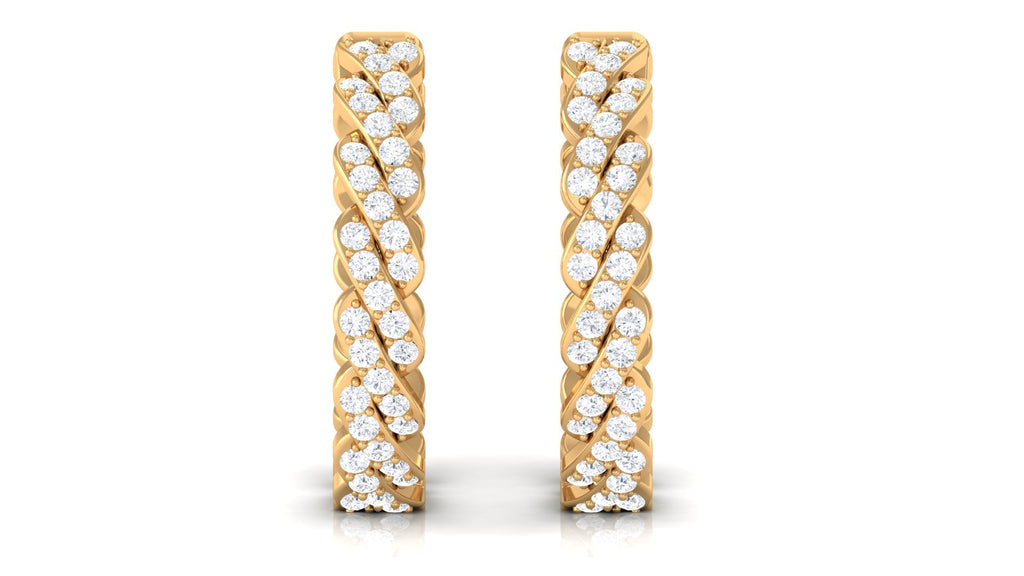 Natural Diamond Twisted Hoop Earrings with Certificate