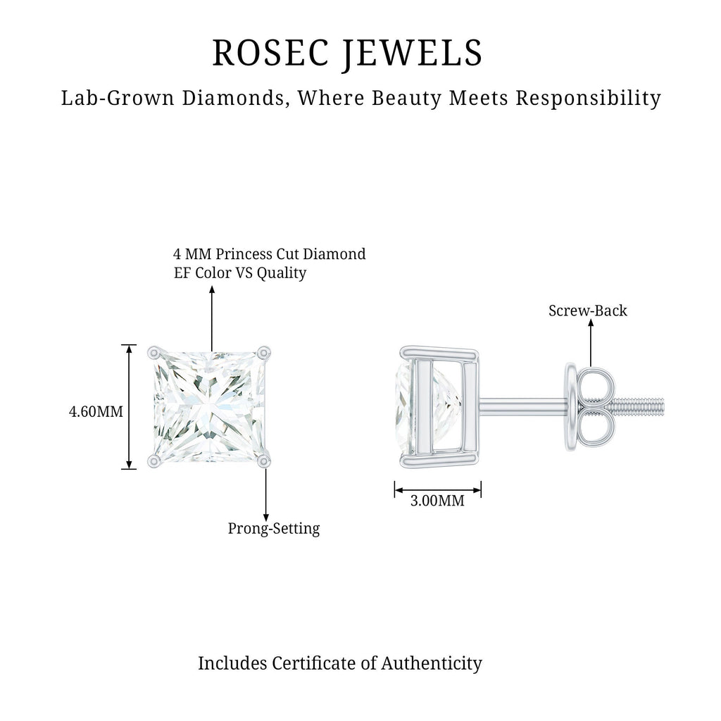 Certified Lab Created Diamond Square Earrings